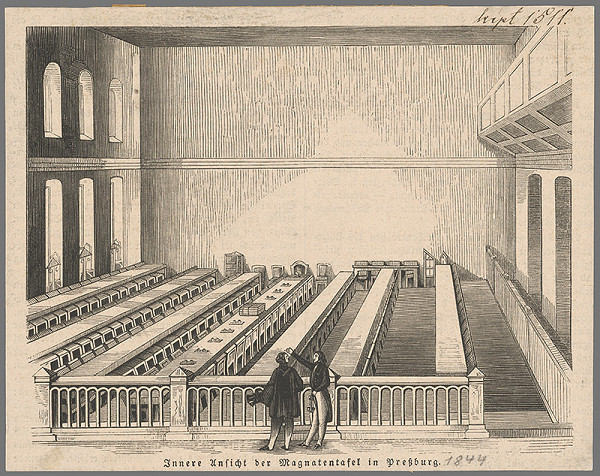 Stredoeurópsky grafik z 19. storočia – Sieň tabuly magnátov v Bratislave 