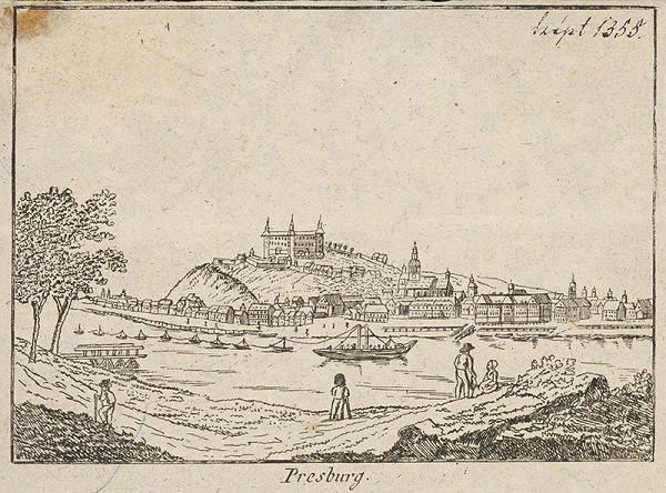 Stredoeurópsky grafik z 1. polovice 19. storočia – Bratislava z juhu 