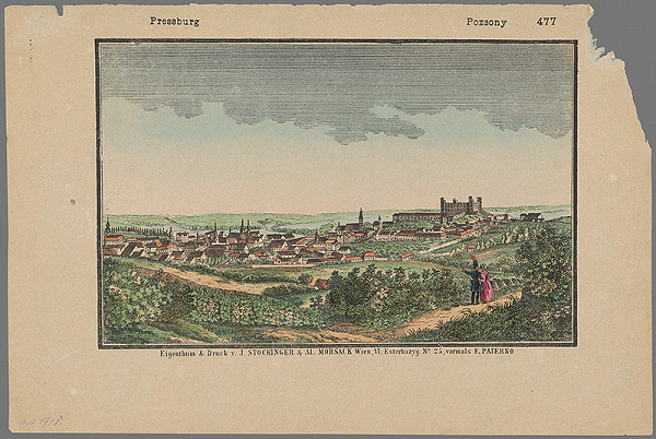 Stredoeurópsky grafik z 1. polovice 19. storočia – Bratislava zo severu 