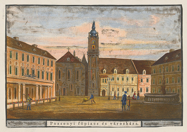 Stredoeurópsky grafik z 19. storočia – Hlavné námestie a radnica v Bratislave 