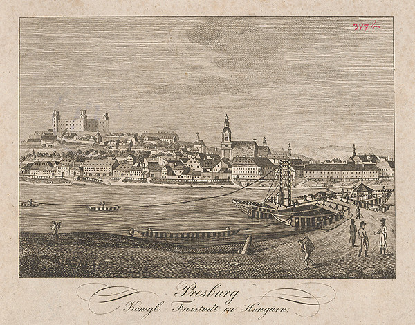 Stredoeurópsky grafik z 19. storočia – Bratislava v 19. stor. pohľad z juhu 