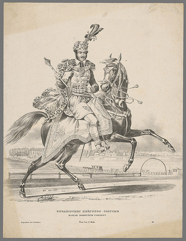 Eduard Gurk – Jazdecký portrét neznámeho šľachtica v korunovačnom kostýme 