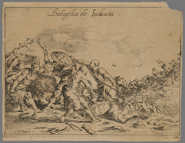 Johann Wilhelm Baur – Bojová scéna -Indiánska bitka 
