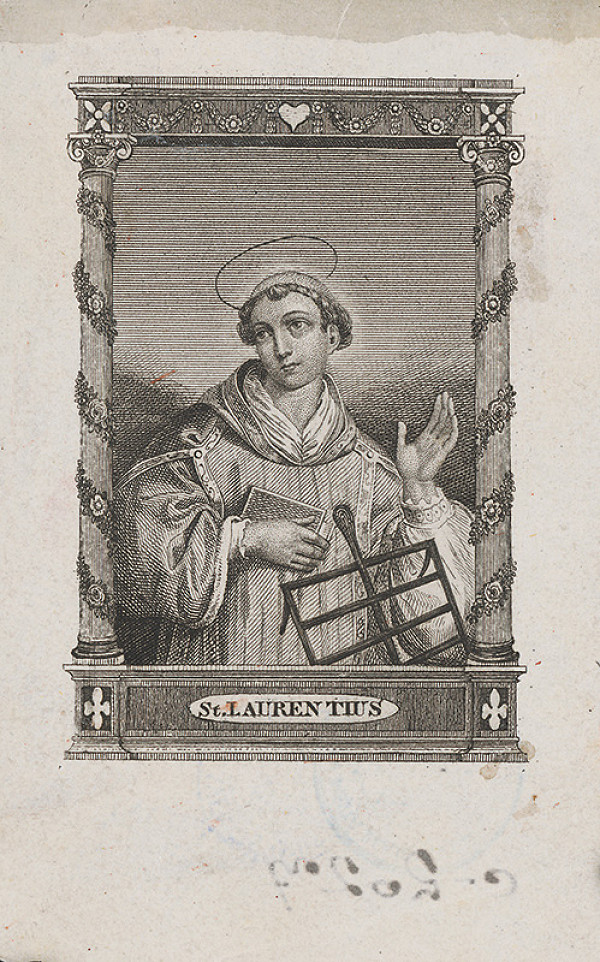 Stredoeurópsky grafik z 19. storočia – Sv. Vavrinec 