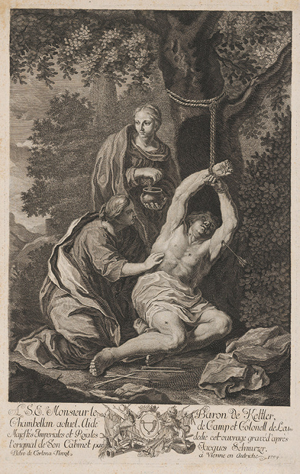 Pietro da Cortona, Jacob Matthias Schmuzer – Sv. Irena ošetruje sv. Sebastiána 