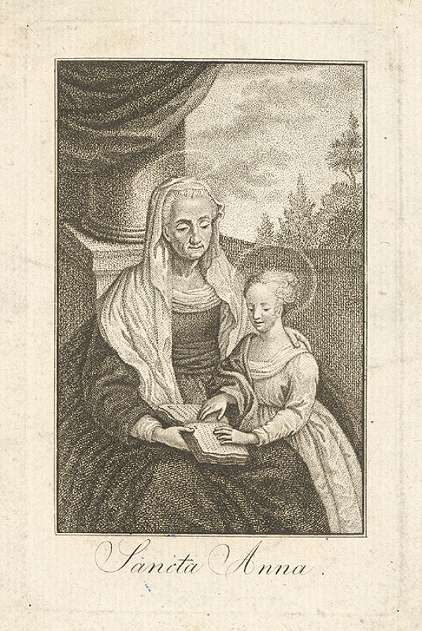 Stredoeurópsky grafik z 18. storočia – Svätá Anna vyučuje Pannu Máriu 