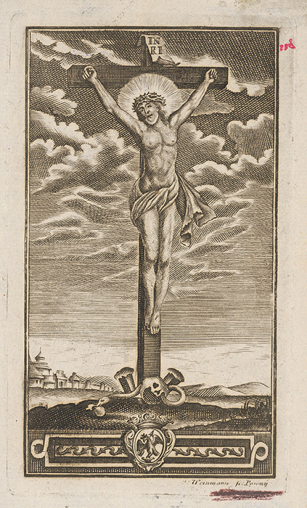 Stredoeurópsky grafik z 18. storočia – Kristus na kríži 