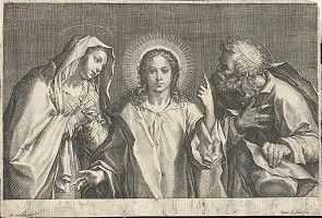 Jan Sadeler I., Peter Candid – Svätá rodina (Ježiš medzi svojimi rodičmi) 