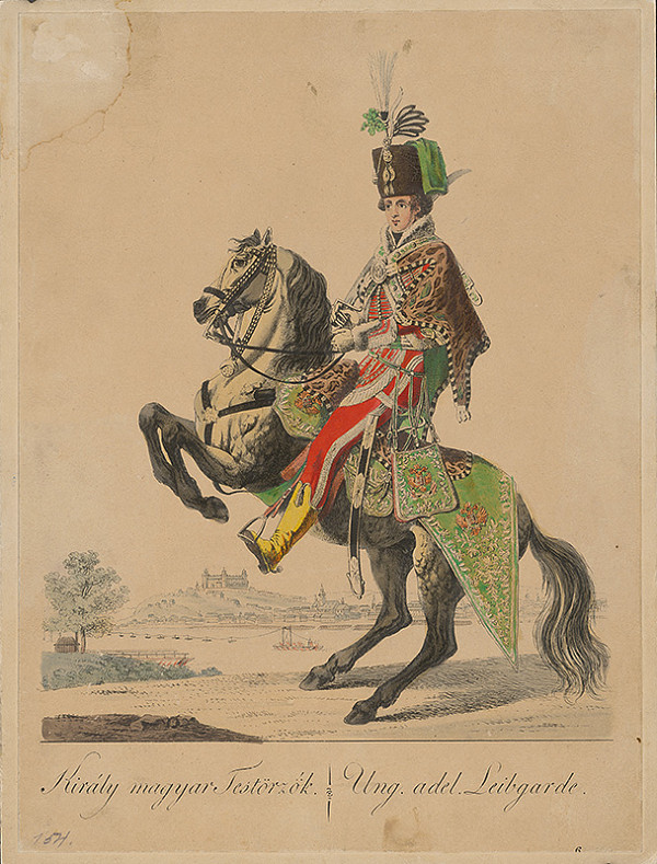 Stredoeurópsky grafik z 18. storočia – Jazdec z kráľovskej telesnej stráže 