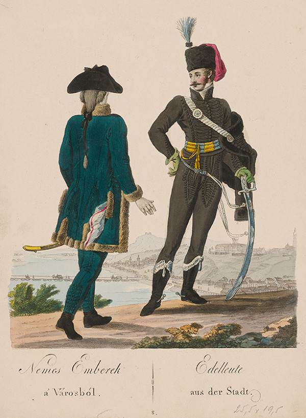 Stredoeurópsky grafik z 19. storočia – Zemani z mesta 