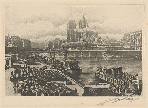 Francúzsky grafik z 20. storočia – Paríž, Notre Dame 