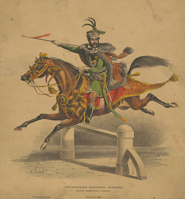 Eduard Gurk – Jazdecký portrét neznámeho šľachtica v korunovačnom kostýme 