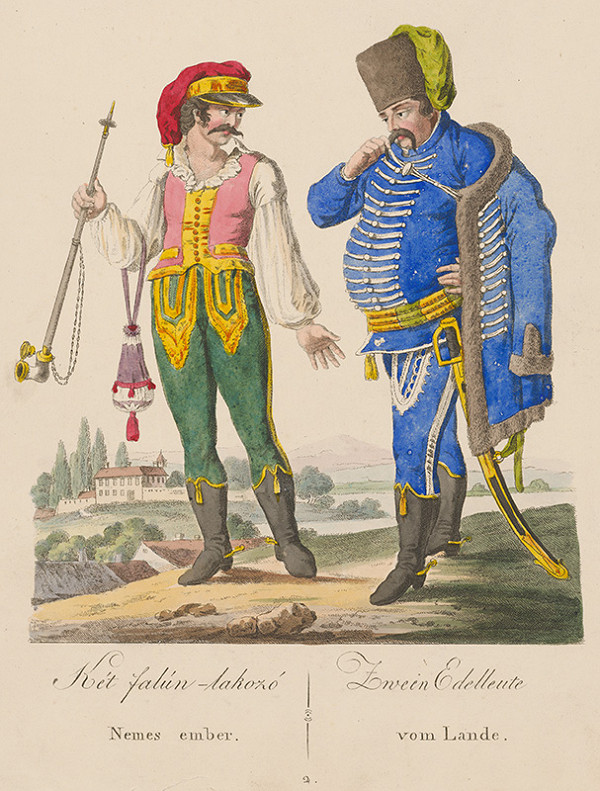 Stredoeurópsky grafik z 19. storočia – Zemani z dediny 