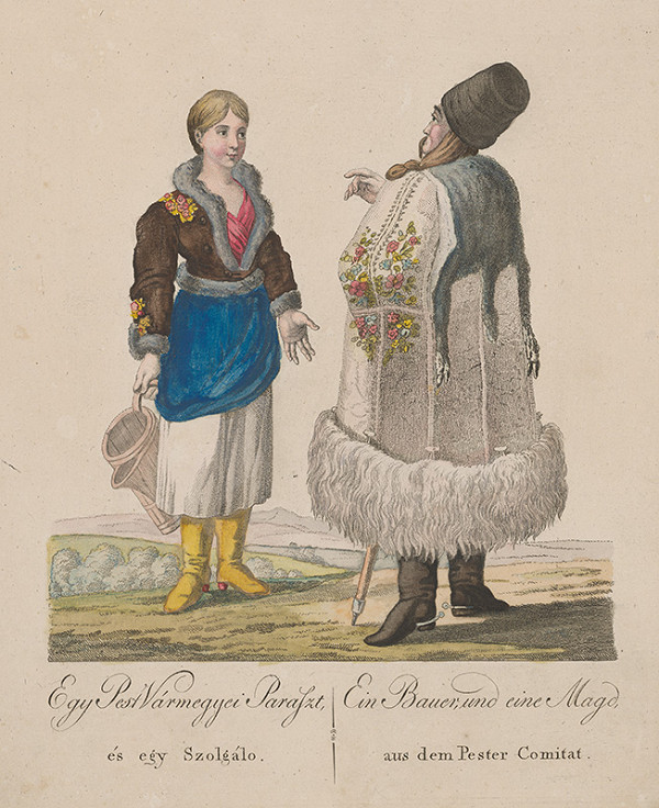 Stredoeurópsky grafik z 19. storočia – Sedliak a slúžka z Peštianskej stolice 