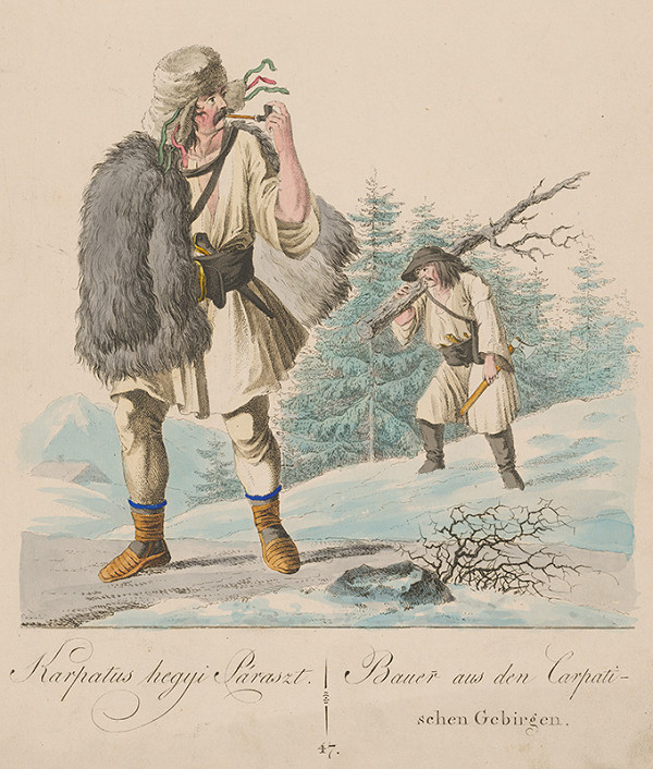Stredoeurópsky grafik z 19. storočia – Sedliak z Karpatských hôr 