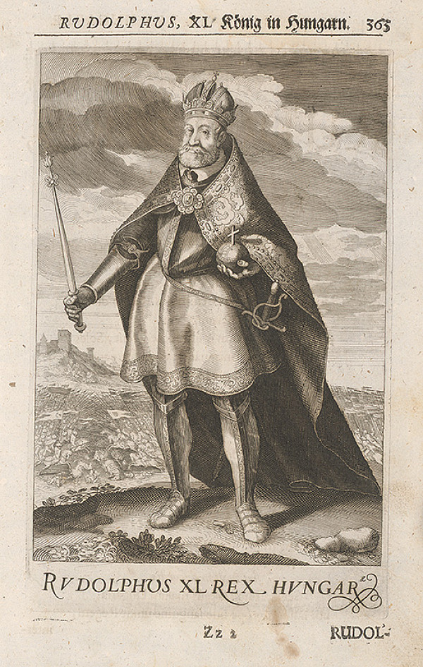 Stredoeurópsky grafik zo 17. storočia – Uhorský kráľ Rudolf II. Habsburský 