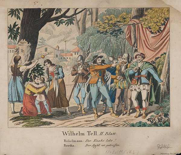 Stredoeurópsky grafik z 19. storočia – Scéná z románu Wilhelm Tell