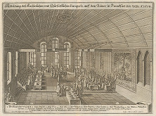 Kaspar Merian – Slávnostná korunovačná hostina po korunovácii Leopolda I. 