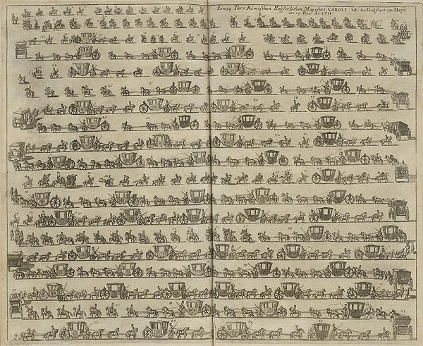 Nemecký grafik z 1. polovice 18. storočia, Fchr. P. – Usporiadanie sprievodu Karola VI. 