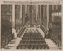 Nemecký grafik z 1. polovice 18. storočia – Korunovácia Karola VI. v Dóme sv. Bartolomeja 