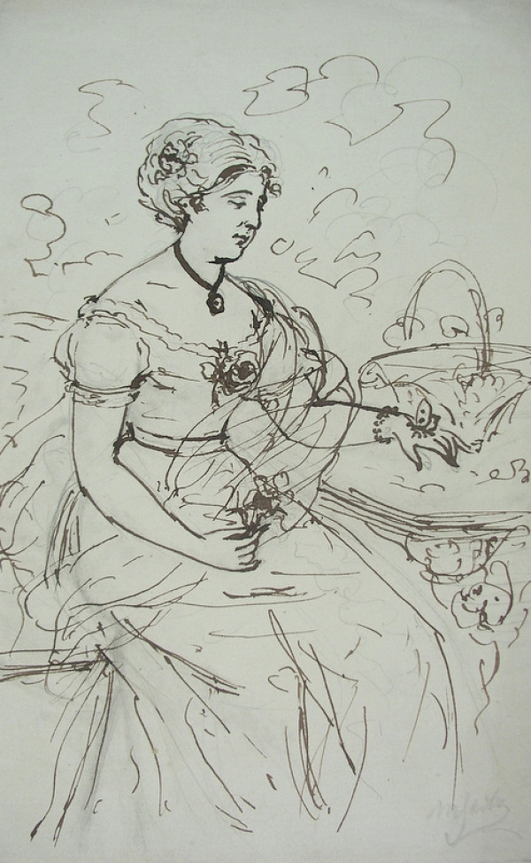 Moritz Stitz – Sediaca žena s motýľom na ruke 