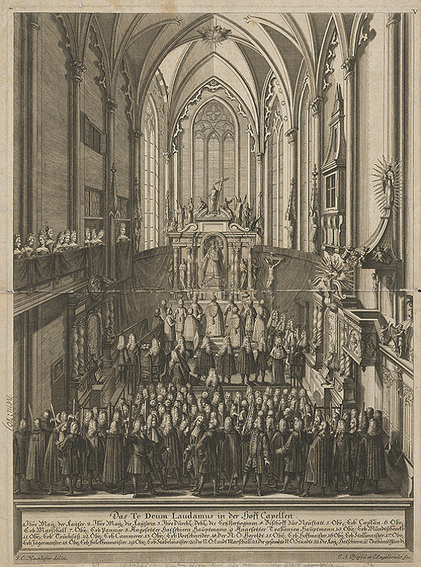 Johann Andreas Pfeffel, Christian Engelbrecht, Johann Cyriak Hackhofer – Slávnostné Te Deum v Dvorskej kaplnke pri príležitosti Oslavy následníka Karola VI. 