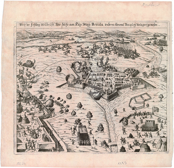 Nemecký grafik z 1. polovice 17. storočia – Obliehanie Nových Zámkov 