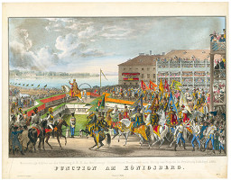 Eduard Gurk – Korunovácia Ferdinanda V. v Bratislave, prísaha na korunovačnom pahorku 