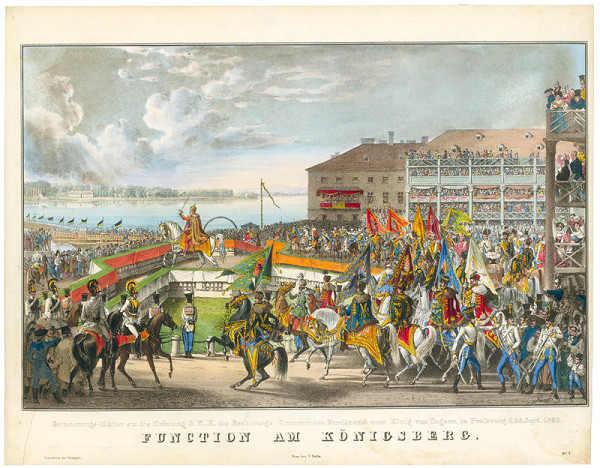 Eduard Gurk – Korunovácia Ferdinanda V. v Bratislave, prísaha na korunovačnom pahorku 