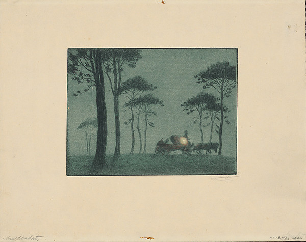 Stredoeurópsky grafik z 1. polovice 20. storočia – Nočná cesta horou 