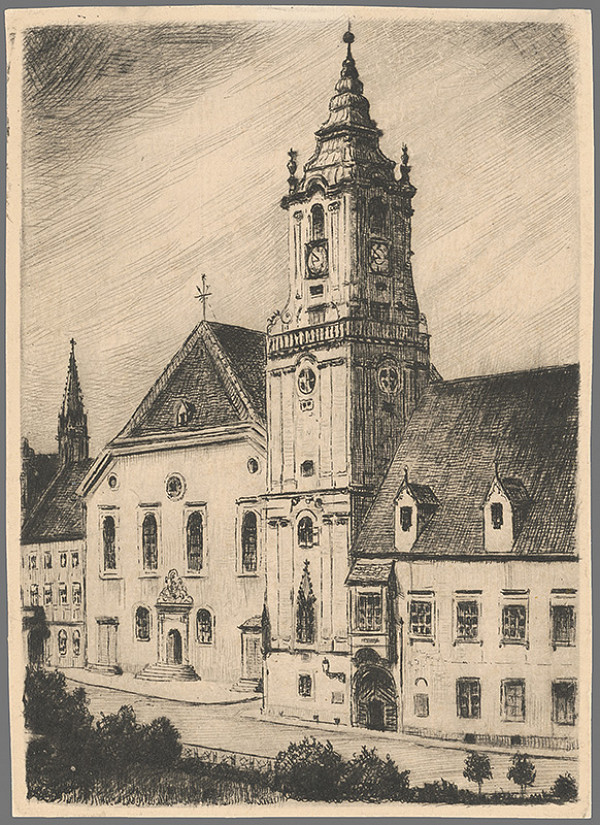 Slovenský grafik z 1. polovice 20. storočia – Radničná veža v Bratislave 