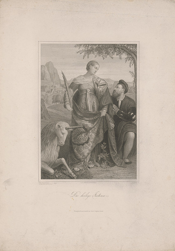 Leybold, Moretto da Brescia – Sv. Justína z Padovy s jednorožcom, uctievaná donátorom 