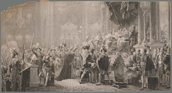 Stredoeurópky grafik z prelomu 18. - 19. storočia – Korunovanie kniežaťa Orleánskeho 