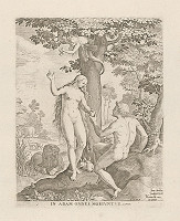 Jan Sadeler I., Maarten de Vos st. – Adam a Eva v raji 