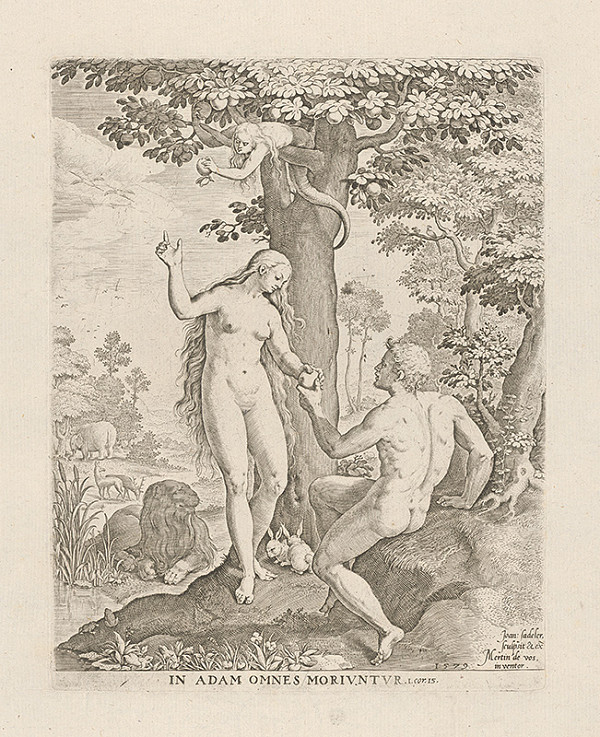 Jan Sadeler I., Maarten de Vos st. – Adam a Eva v raji 