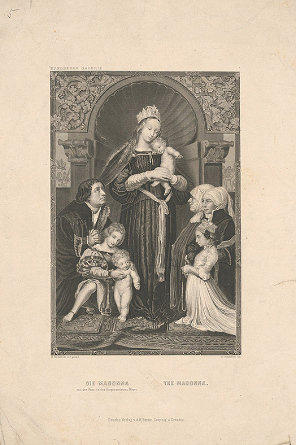 William French, Hans Holbein st., Albert Henry Payne – Madona so starostom Jakobom Meyerom zum Hasen a jeho rodinou 