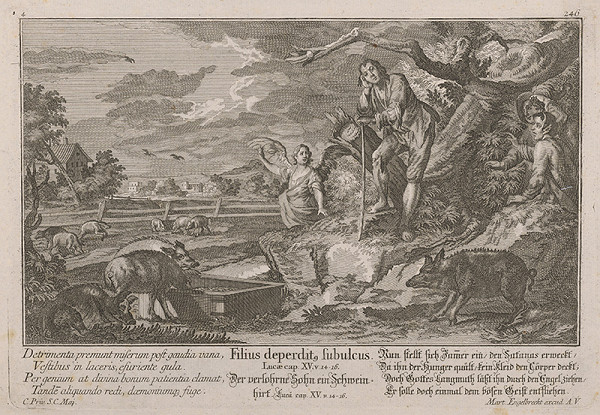 Nemecký grafik zo 17. storočia – Chlapec pasúci svine 