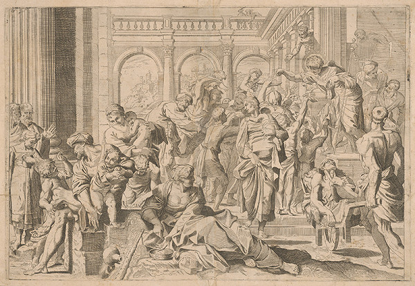 Taliansky grafik zo 17. storočia, Annibale Carracci – Svätý Rochus rozdáva almužnu 
