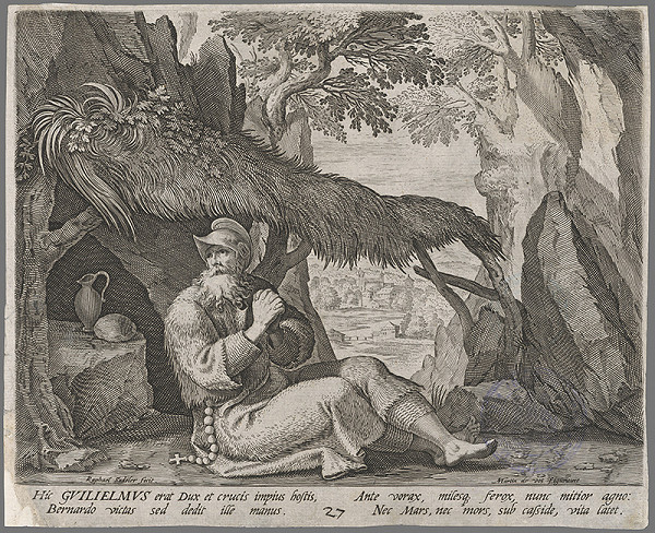 Raphael Sadeler I., Maarten de Vos st. – Život svätého Bernharda - pustovníka v lese 