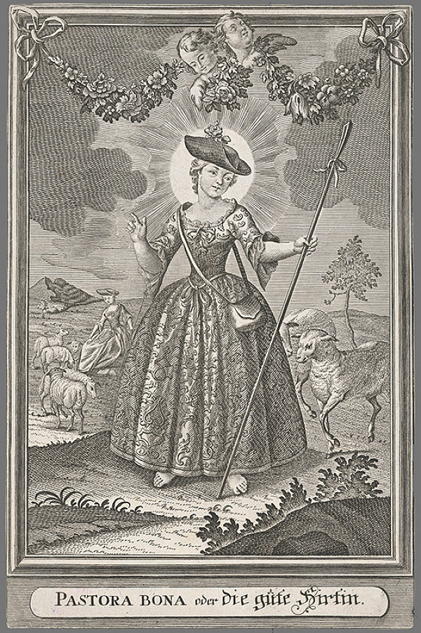 Nemecký grafik z 18. storočia – Panna Mária ako dobrá pastierka 