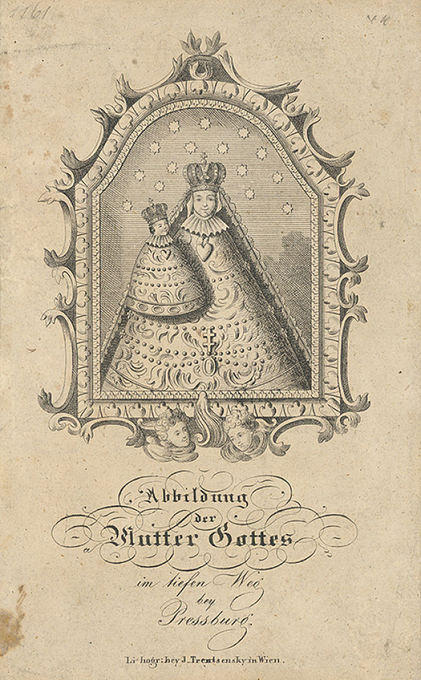 Rakúsky grafik z 19. storočia, Josef Trentsensky – Milosrdná socha Panny Márie v kaplnke na Hlbokej ceste v Bratislave