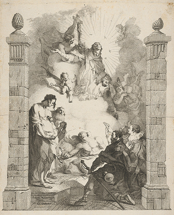Franz Anton Maulbertsch, Jacob Matthias Schmuzer – Apoteóza sv. Jána Nepomuckého (Sv. Ján Nepomucký ako orodovník za chudobných a chorých) 
