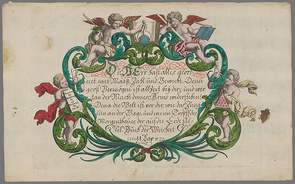 Stredoeurópsky grafik z 18. storočia – Text z knihy múdrosti 