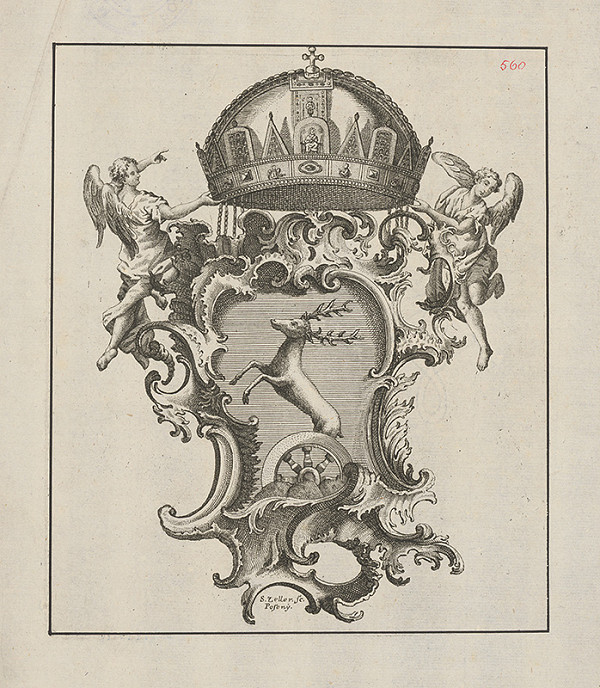 Sebastian Zeller – Erb rodiny Pálffyových s maďarskou korunou 