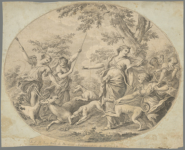 Stredoeurópsky grafik z 1. polovice 19. storočia – Diana na love 