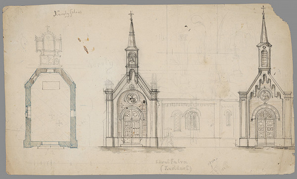 Karl Feigler – Fasáda a pôdorys kaplnky v Karlovej Vsi v Bratislave 