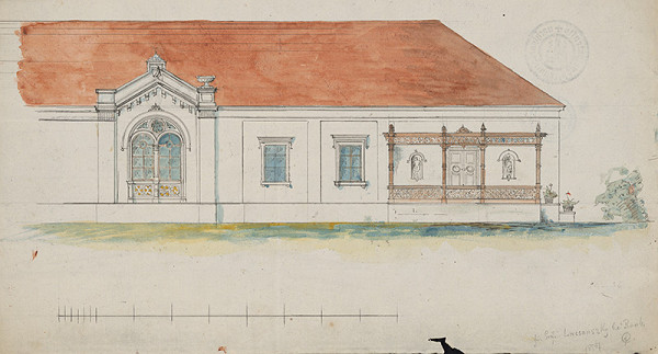 Karl Feigler – Návrh na fasádu rodinného domu s verandou v Bratislave 