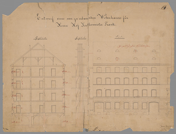 Karl Feigler – Plán fasády posch. domu 