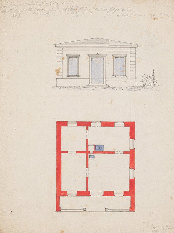 Karl Feigler – Návrh na fasádu a pôdorys rodinného domu 