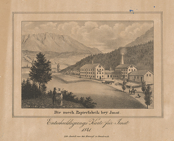 Nemecký maliar z 19. storočia – Továreň na papier pri Imste 